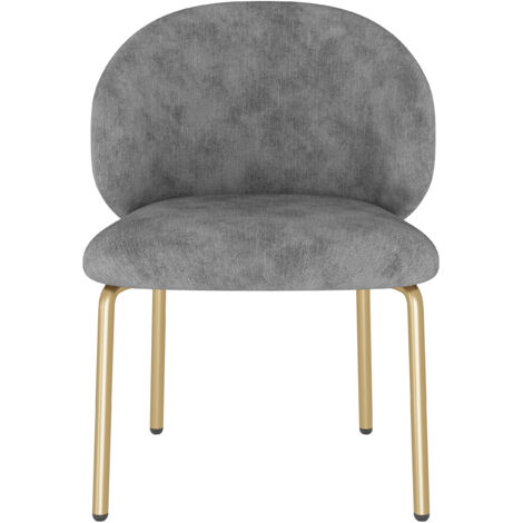 Fauteuil Chenille Gris avec Pieds Dorés - 47.5x56x74 cm