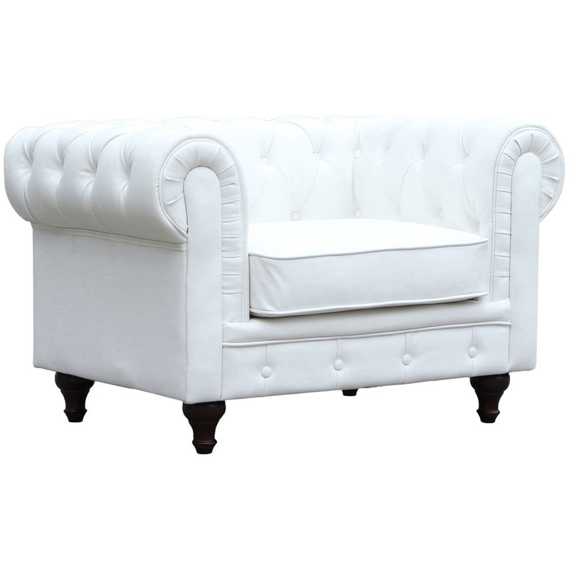 fauteuil chesterfield aliza - 111 x 82 x 70 cm - blanc - blanc.