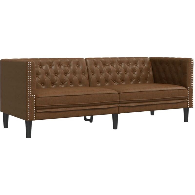 Vidaxl - Canapé à 3 places Chesterfield marron similicuir daim
