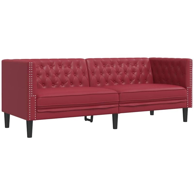 Vidaxl - Canapé à 3 places Chesterfield rouge bordeaux similicuir