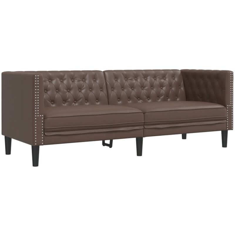 Vidaxl - Canapé à 3 places Chesterfield marron similicuir