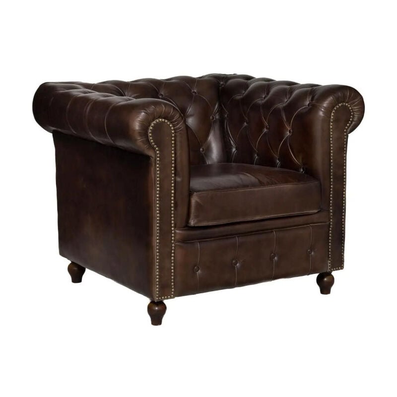 Fauteuil Chesterfield "Deep Soul" 93cm Marron