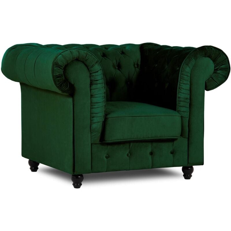 Deco In Paris - wilston - Fauteuil chesterfield en velours vert - wilston
