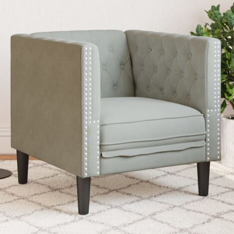 Fauteuil Chesterfield gris clair velours vidaXL954159