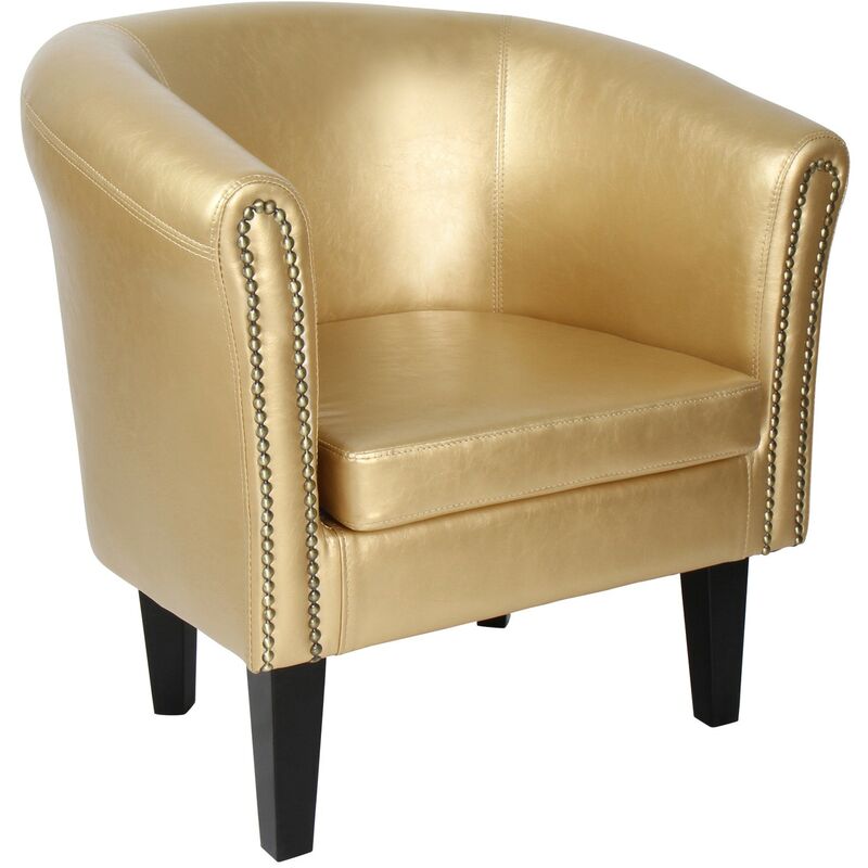 Fauteuil Chesterfield rembourré en similicuir Studio avec des goujons Couleur : Or