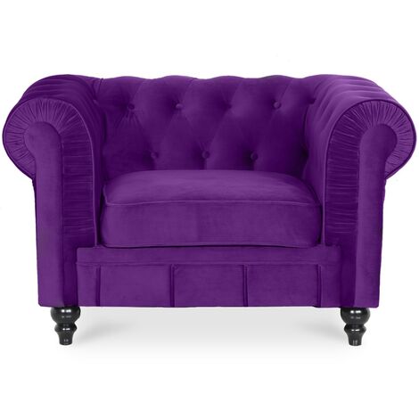 Fauteuil Chesterfield velours Altesse Violet