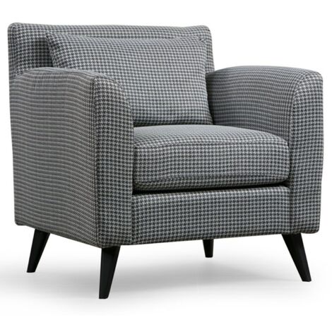 Fauteuil classique Elyge Tissu Motif Pied-de-poule Noir et Blanc - Pied-de-poule