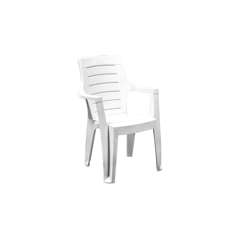 I Giardini Del Re - Fauteuil Cle'opatre avec accoudoirs en re'sine blanche antichoc 56x60x89 cm pour jardin exte'rieur