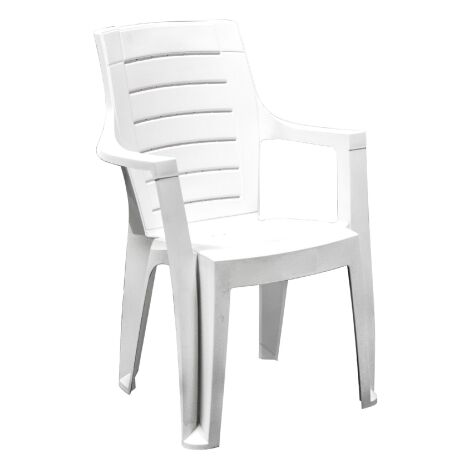 I GIARDINI DEL RE Fauteuil Cle'opatre avec accoudoirs en re'sine blanche antichoc 56x60x89 cm pour jardin exte'rieur