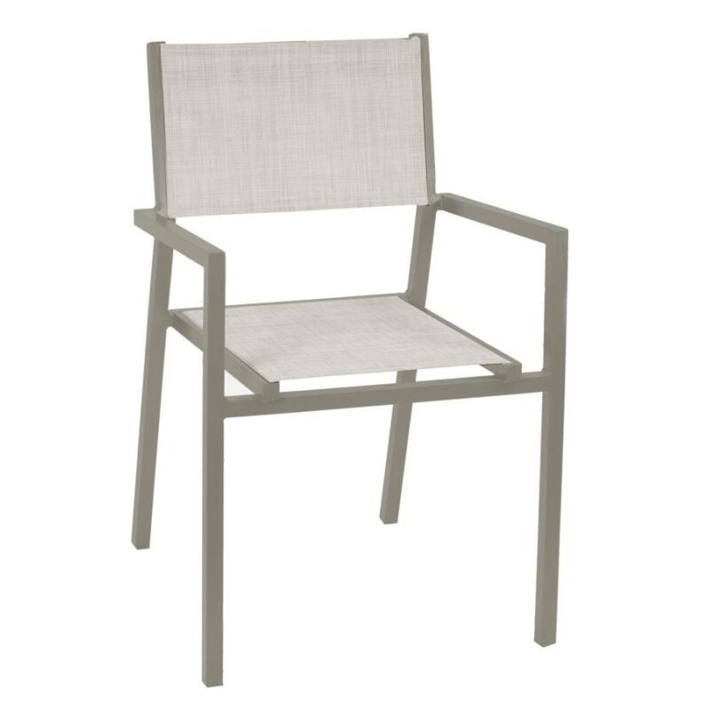 Fauteuil Cleveland gris tourterelle mat en texilène et aluminium 55x56 x h86 cm