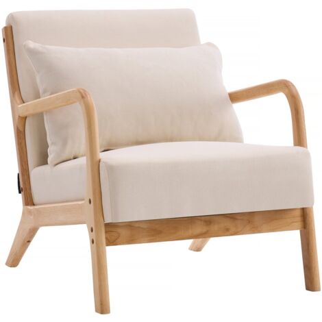 HABITAT ET JARDIN Fauteuil "Clinton" en bois style scandinave - Lin - Beige