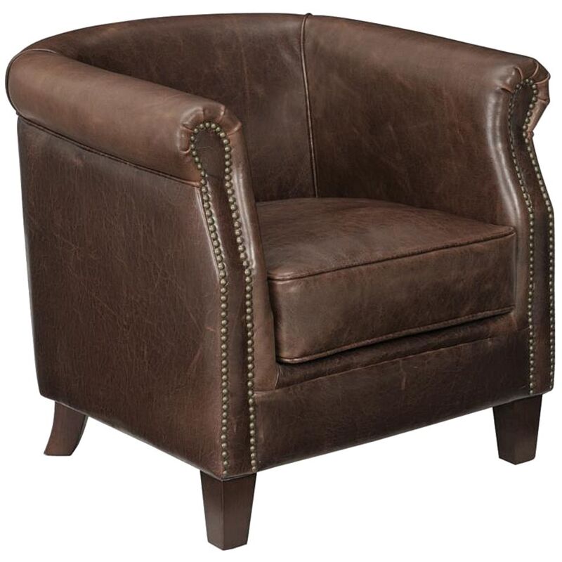 Vente-unique - Fauteuil club 100% cuir vieilli enguerrand