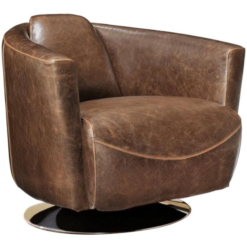 Fauteuil club 100% cuir vieilli florentin