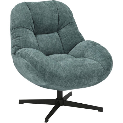 Fauteuil club 85x77x91 cm en tissu bleu canard - OSLO