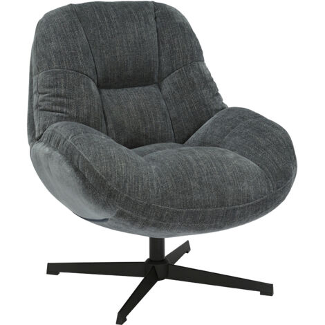 Fauteuil club 85x77x91 cm en tissu gris foncé - OSLO