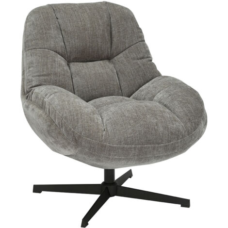 Fauteuil club 85x77x91 cm en tissu gris - OSLO