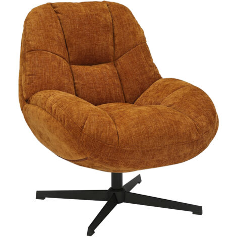 Fauteuil club 85x77x91 cm en tissu moutarde - OSLO