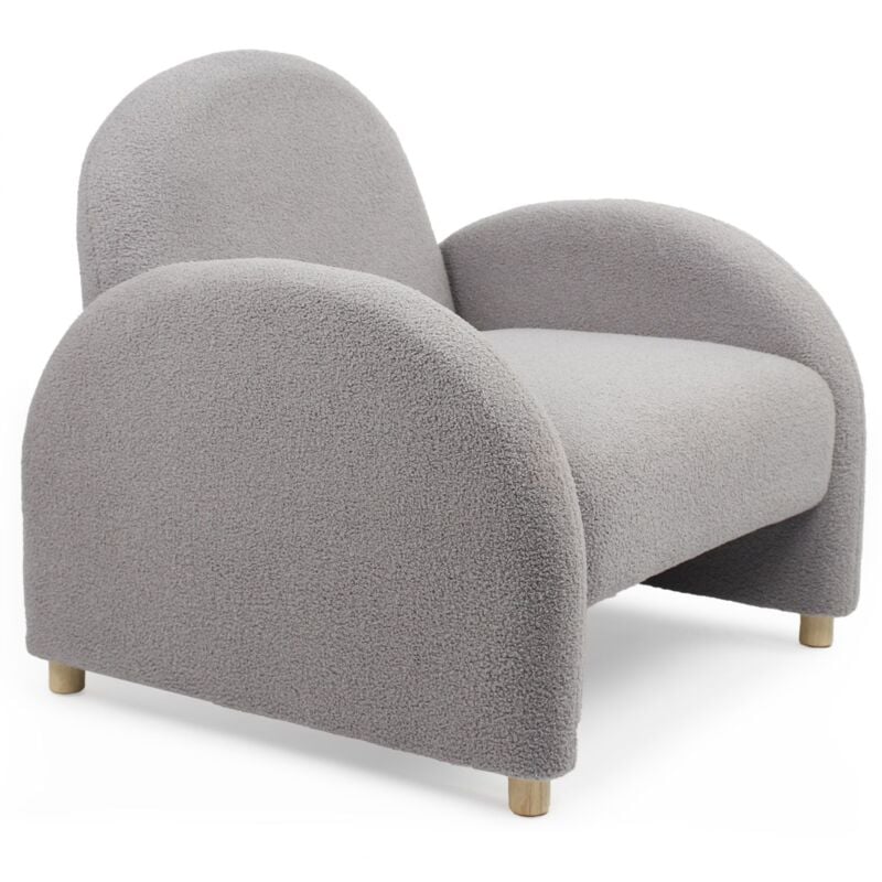 Fauteuil club Bowie Tissu bouclette Gris