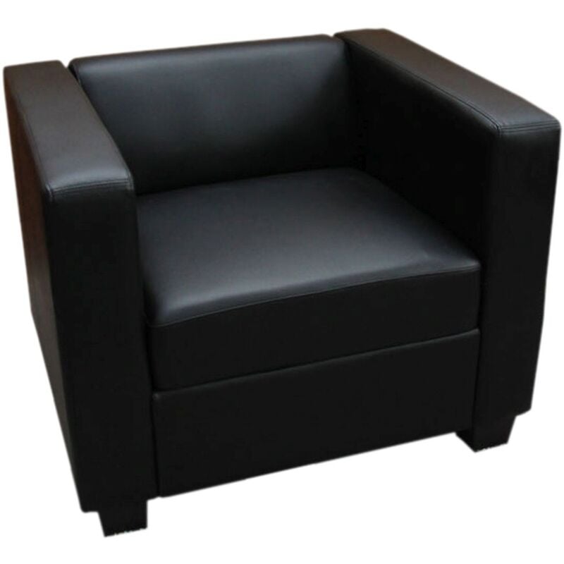 jamais utilisé] fauteuil club / lounge lille, 86x75x70cm simili-cuir noir - black