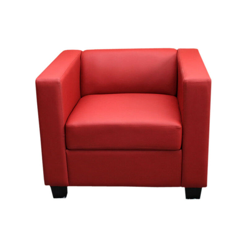 Mendler - Fauteuil Club / Lounge Lille, 86x75x70cm, simili-cuir, rouge