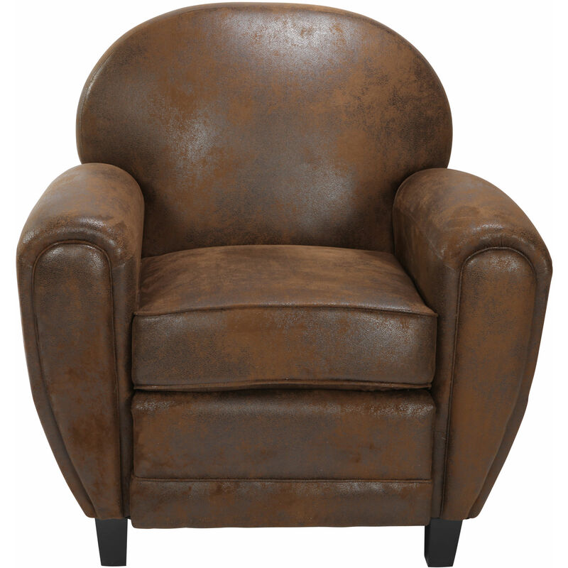 fauteuil club marron vieilli - marron