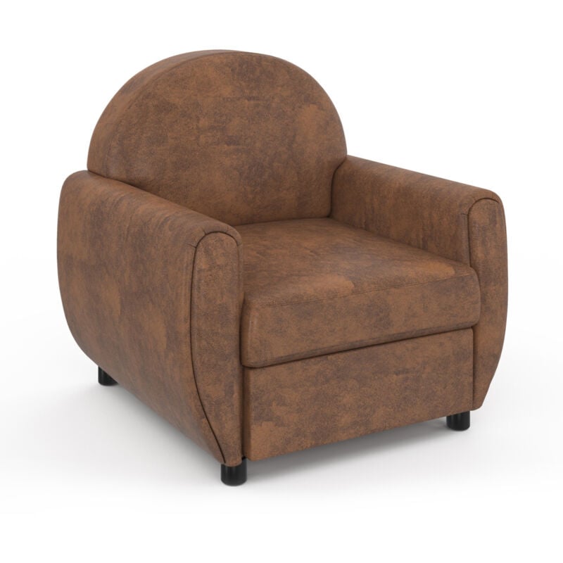 Fauteuil club vintage gaston marron foncé effet vieilli