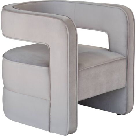 Fauteuil cocktail en velours taupe design cubiste - taupe beige doux