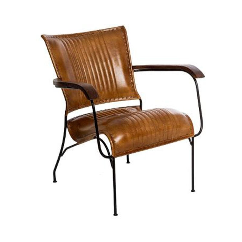 Fauteuil Cognac en Cuir 'Hoper' 75cm Marron