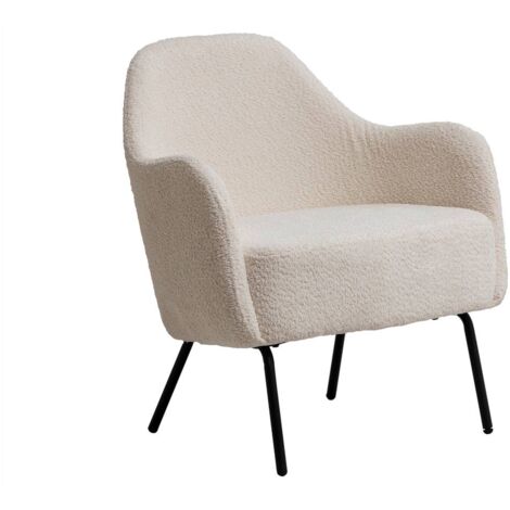 Fauteuil confort en tissu bouclette blanc Kanoa