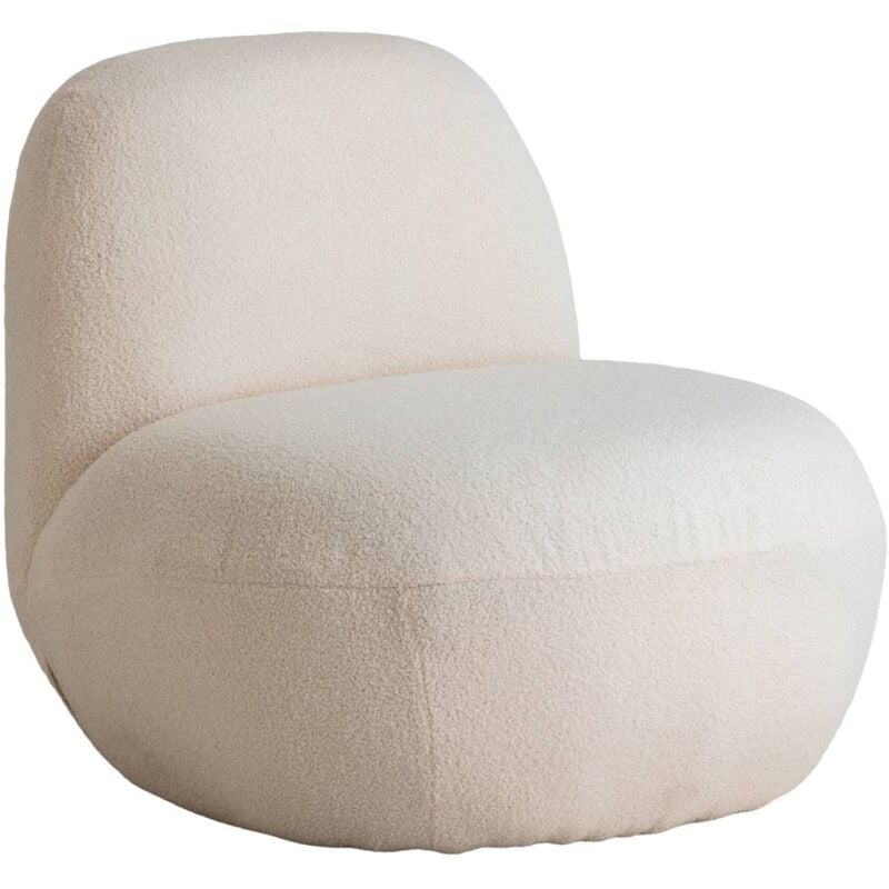 Made In Meubles - Fauteuil confort en tissu bouclette blanc Soléa