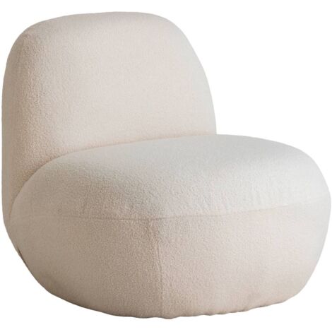 Fauteuil confort en tissu bouclette blanc Soléa