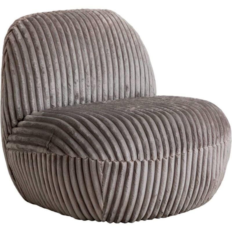 Made In Meubles - Fauteuil confort en velours côtelé gris Soléa