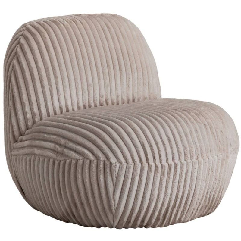 Made In Meubles - Fauteuil confort en velours côtelé beige écru Soléa