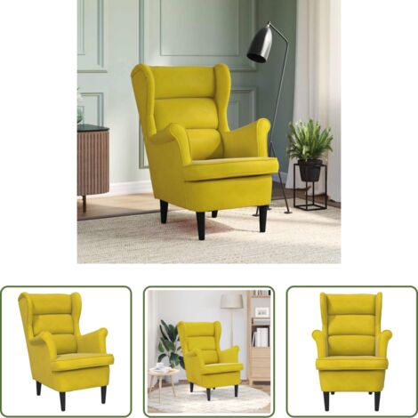 Fauteuil confortable -  Fauteuil jaune moutarde velours