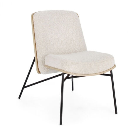Fauteuil contemporain en bois et tissu bouclette - EMERICK