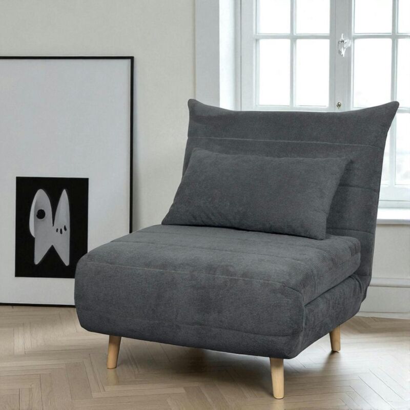 Pier Import - Fauteuil convertible 1 place gris - coussin inclus palau