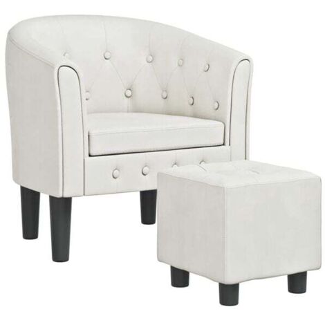 Fauteuil convertible avec repose-pieds en similicuir blanc