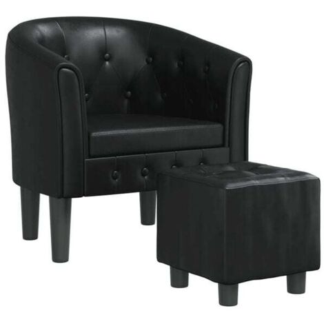 Fauteuil convertible avec repose-pieds en similicuir noir