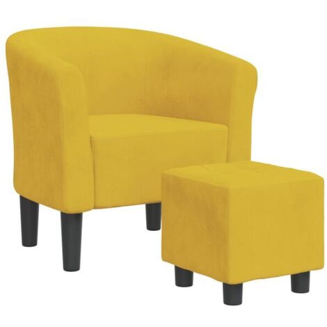 Fauteuil convertible avec repose-pieds en velours jaune