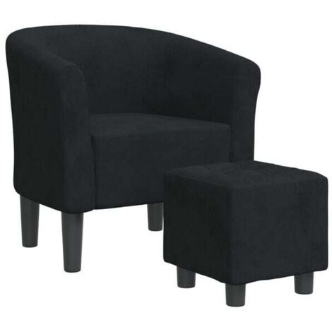 Fauteuil convertible avec repose-pieds en velours noir