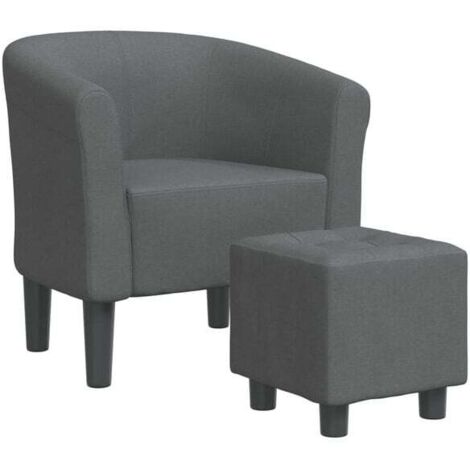 Fauteuil convertible avec repose-pieds, tissu gris foncé