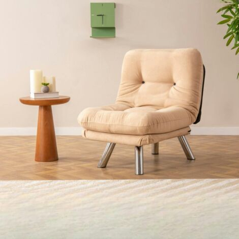 Fauteuil convertible banquette beige pieds chromés CUSCO