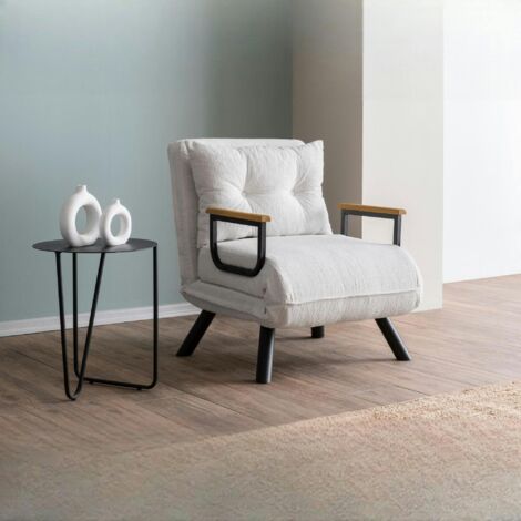 Fauteuil convertible blanc bouclette 1 place 175 cm MODI