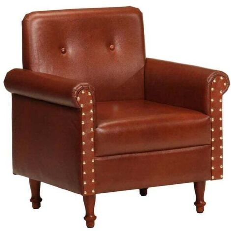 Fauteuil convertible en cuir véritable marron