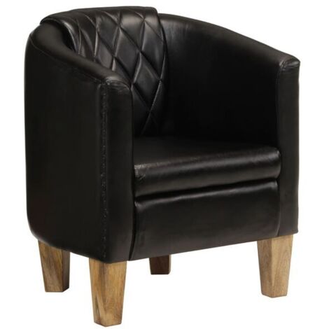 Fauteuil convertible en cuir véritable noir