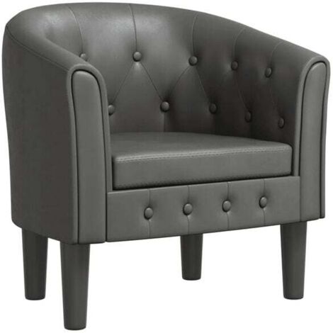 Fauteuil convertible en similicuir gris