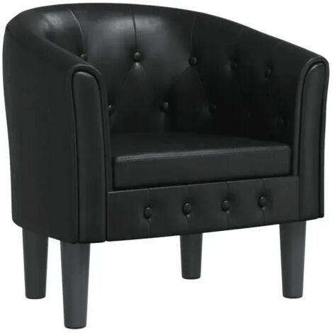 Fauteuil convertible en similicuir noir