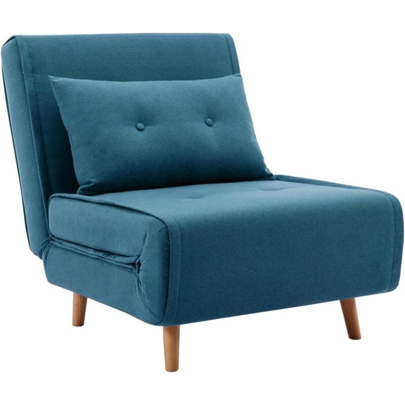 Vente-unique - Fauteuil convertible en tissu bleu uribia