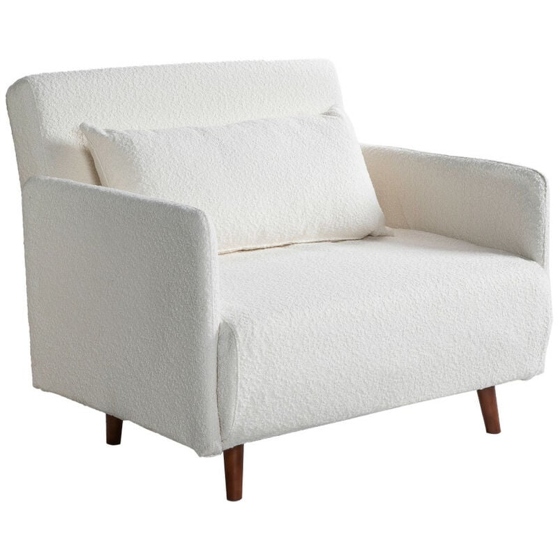 Fauteuil convertible en tissu bouclette - Écru - belushi