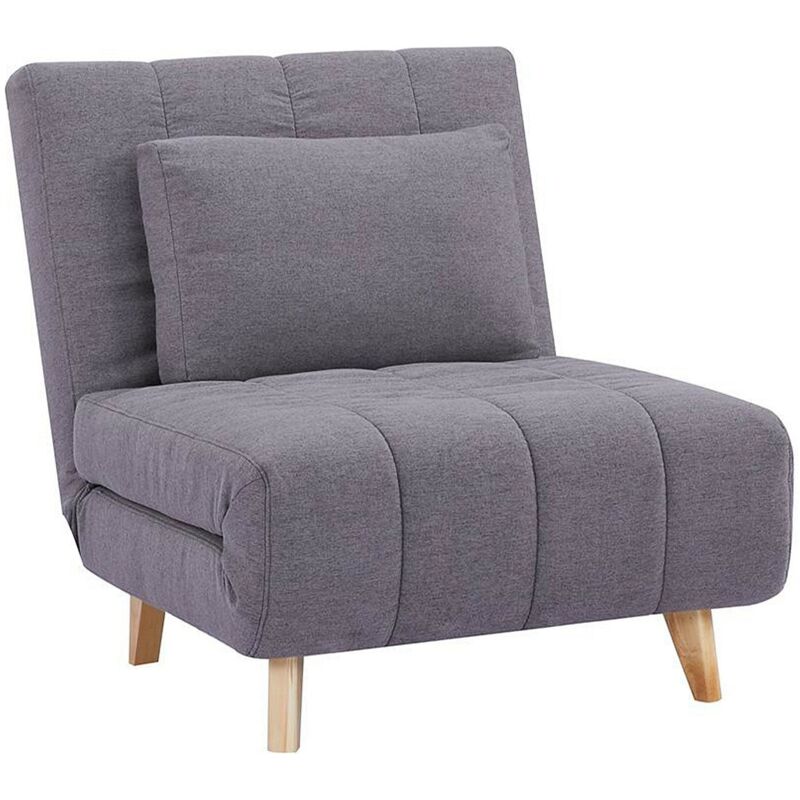 Vente-unique - Fauteuil convertible en tissu gris strevi